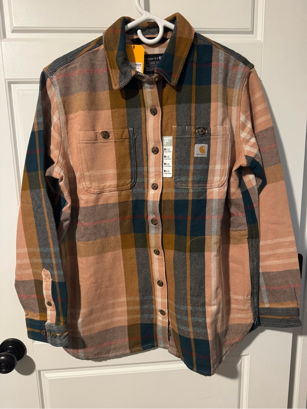 NWT Carhartt Loose Fit Heavyweight Twill Long Sleeve Plaid Shirt, Size Medium